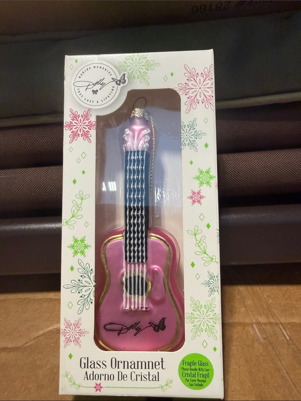 Glass Guitar Ornament - Pink Decorative Hanging Ornament